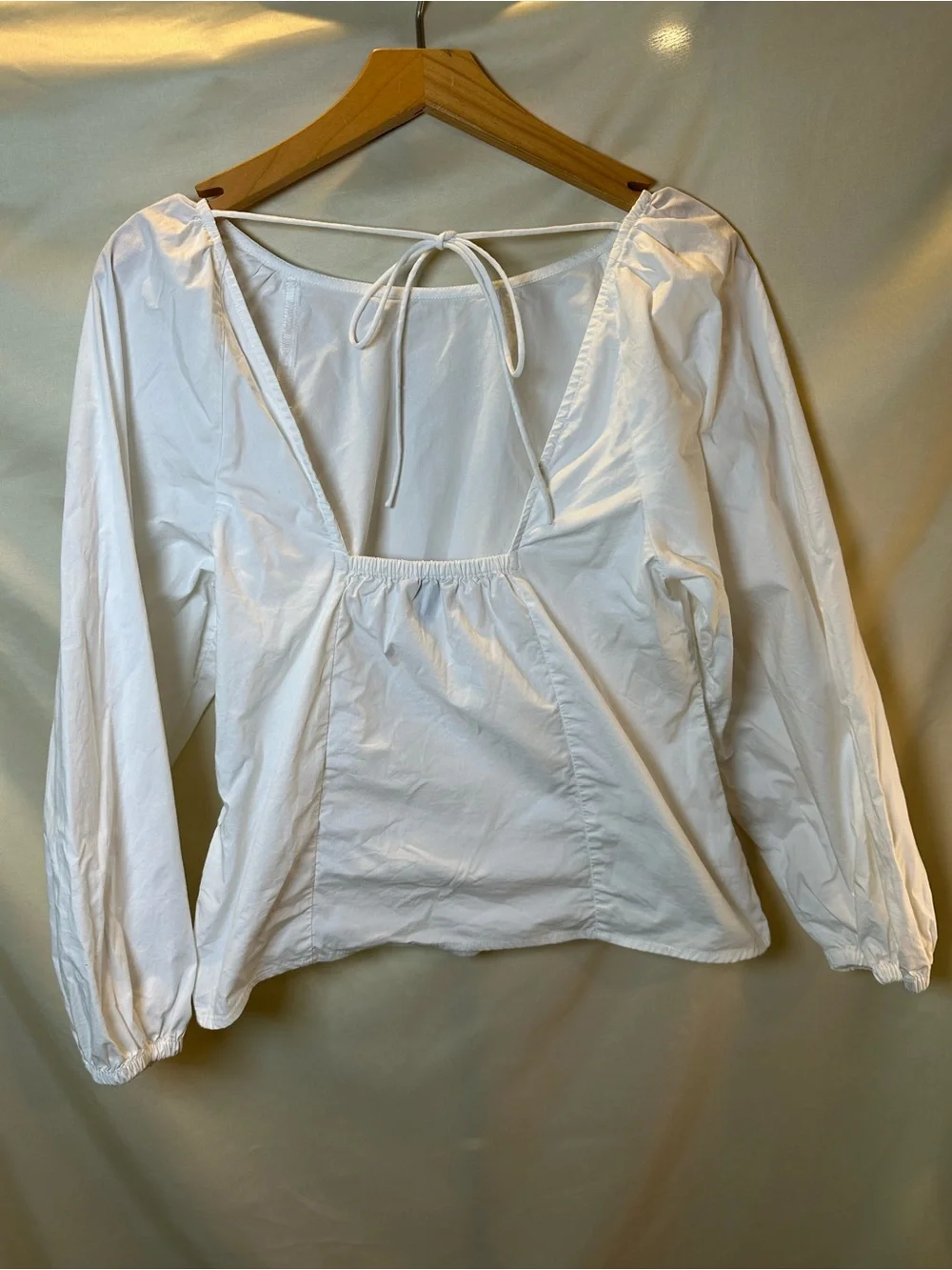 Jcrew White Tie-Back Peasant Blouse - Women's Top stretch cotton classic